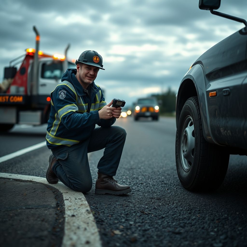 A Victoria Wrecker Service tow truck operator carefully loading a motorcycle onto a flatbed using soft-tie straps in a Langford neighborhood.